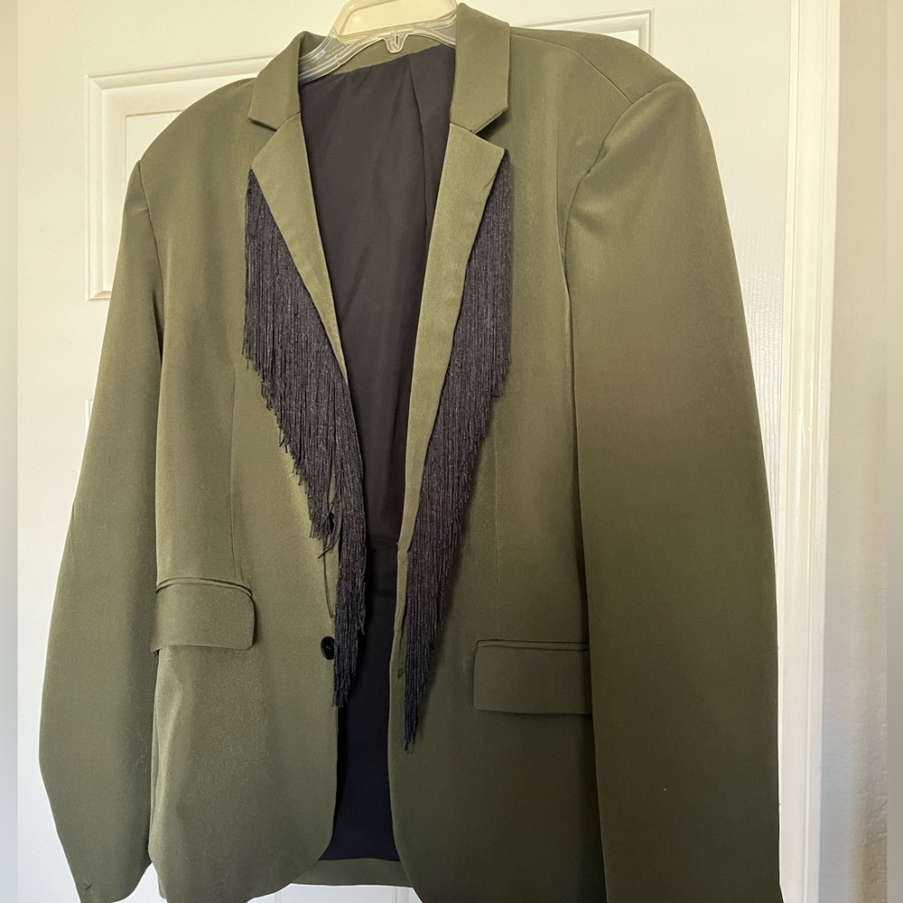 Sister Jane green fringe blazer size M+
